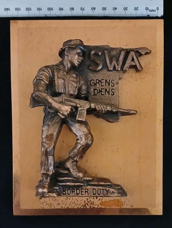 Original old SADF `SWA Border Duty / Grens Diens` coppered Plaque