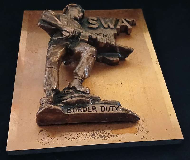 Original old SADF `SWA Border Duty / Grens Diens` coppered Plaque