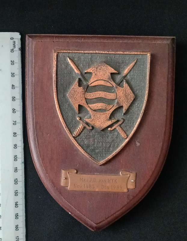 WESTERN PROVINCE COMMAND PLAQUE Kmdt. JB van Wyk    01-01-90 -- 11-01-93