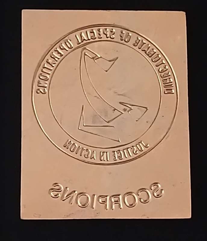 SCORPIONS PLAQUE BADGE SA. DIRECTORATE OF SPECIAL OPERATIONS ESTABLISHED 1999    K29