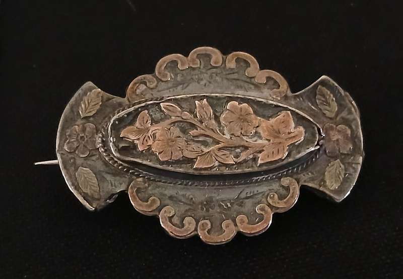 Victorian Sterling Silver & Rose Gold Brooch  Birmingham England " Hall Mark " n Anchor Lion "   R87