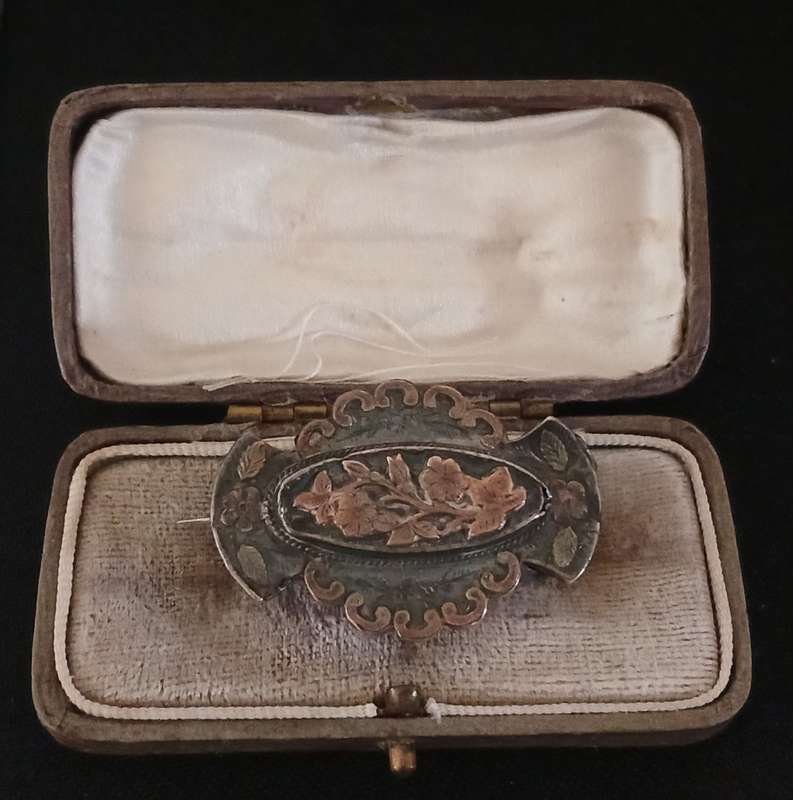 Victorian Sterling Silver & Rose Gold Brooch  Birmingham England " Hall Mark " n Anchor Lion "   R87