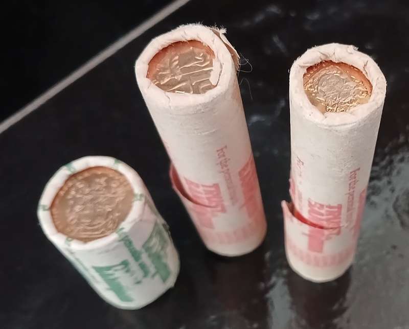 SA Trust Bank Full Unopened Rolls Of 2 x 10c Coins And 1 x 50c Coins    """ WoW """