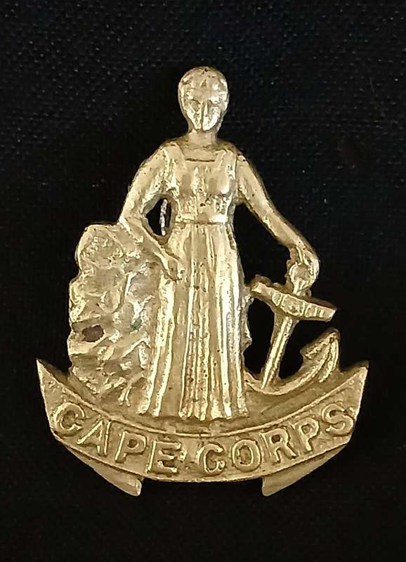 WW2 SOUTH AFRICAN CAPE CORPS CAP BADGE GENUINE CAST ( Note Pin Attached )        R149