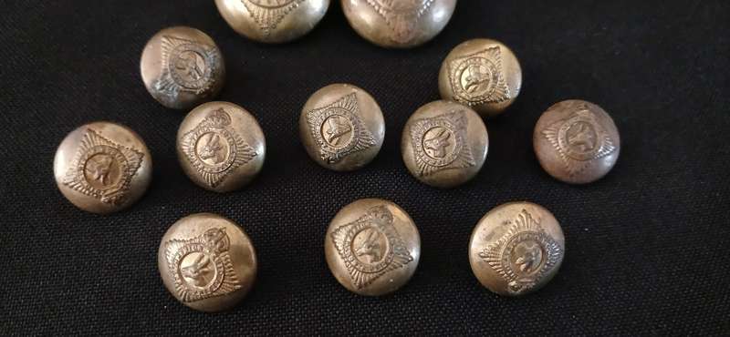 SA TUNIC BUTTONS GILT (PERMANENT FORCE) WORN FROM 1923-1945   ( 2 x 25mm + 10 x 16mm )   R151