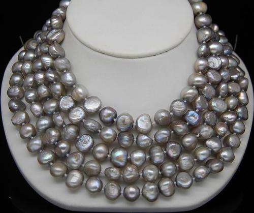 SILVER GREY COLOR BAROQUE PEARL NECKLACE BEAUTIFUL 70 INCH WOW WOW!!!