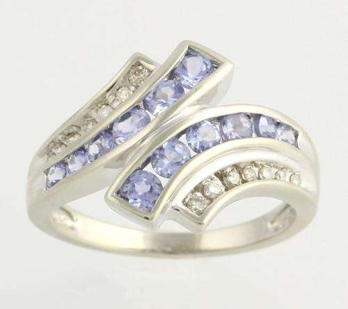 GENUINE NATURAL TANZANITE DIAMOND SOLID 10KT WHITE GOLD 1.08CTW