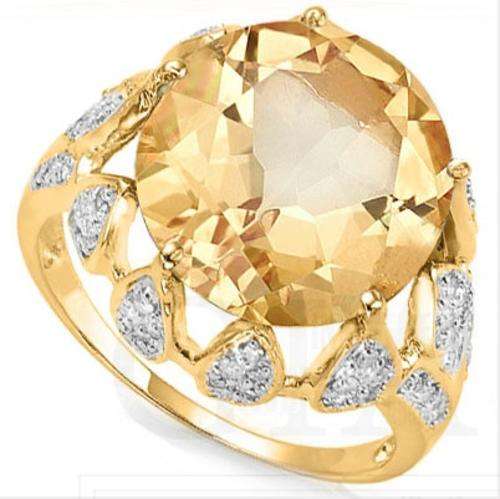 10K SOLID YELLOW GOLD 5.33 CARAT TW (69 PCS) GENUINE DIAMOND & CITRINE RING SPECTACULAR!!!