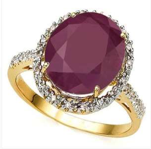CLASSY 6.27 CARAT TW (23 PCS) GENUINE RUBY & GENUINE DIAMOND 10K SOLID YELLOW GOLD RING