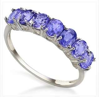 1.06 CARAT TW (7 PCS) GENUINE TANZANITE PLATINUM OVER 0.925 STERLING SILVER RING SPECIAL R1 START!!