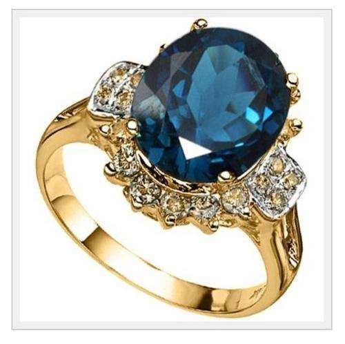 HIGH KARAT GOLD! 14 KT GOLD RING 3.5 CTS TOPAZ AND 0.6 CTS REAL DIAMONDS!! SPECIAL R1 START!!!