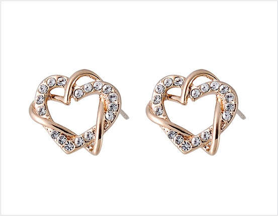 18K RGP Heart-Shaped Earrings (Golden) M
