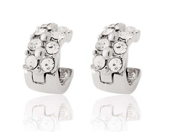 Rigant 18K RGP Decorated Ring Shaped Earrings (White)