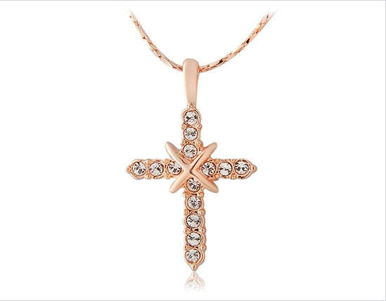 Rigant 18K RGP Cross Shape Pendant Necklace (Gold)