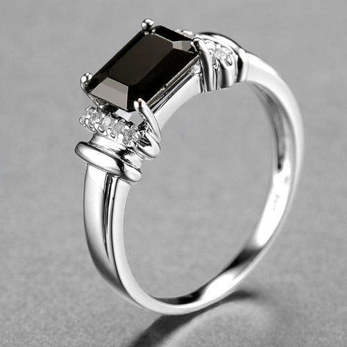 14K White gold 11Pieces-1.76CT Black sapp , White Diamonds Rings