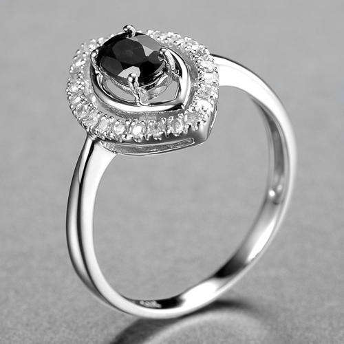 14K White gold 25Pieces-0.76CT Black sapp , White Diamonds Rings