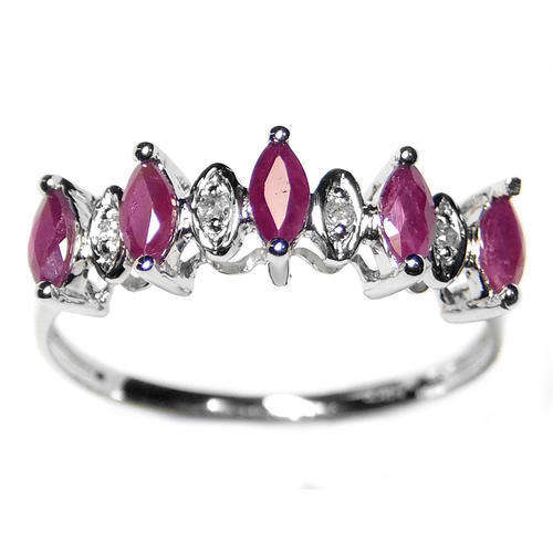 Guaranteed 100% REAL NATURAL, SOLID 14KT WHITE GOLD 0.55CT NATURAL RUBY AND DIAMONDS RING