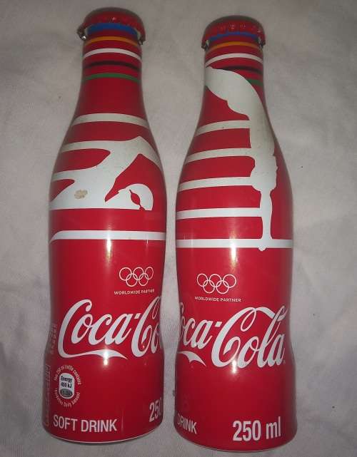 Coca Cola 250ml aliminium bottel 1 full 1 empty