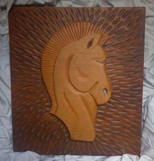 Wooden Carved Horse Portrait 27 x 31 cm