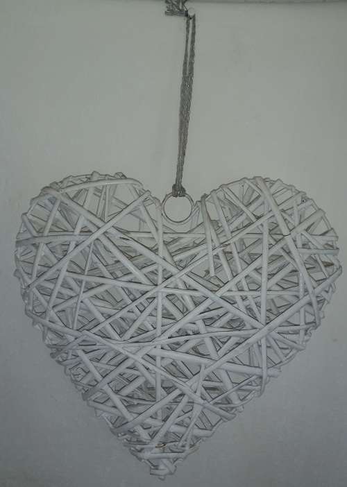 White wood heart hanging
