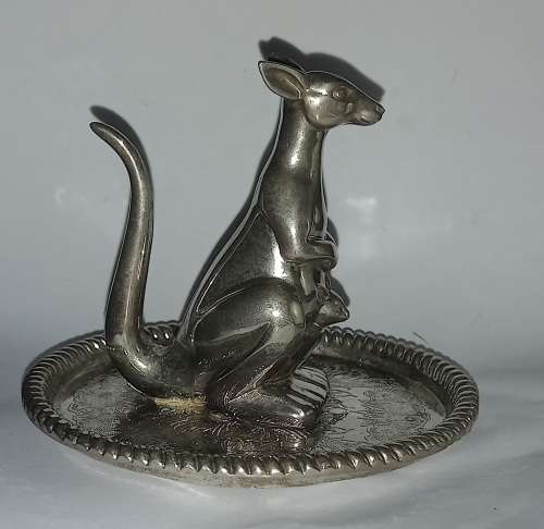 Kangaroo & Joey Ring Holder Silver plated Metal Vintage