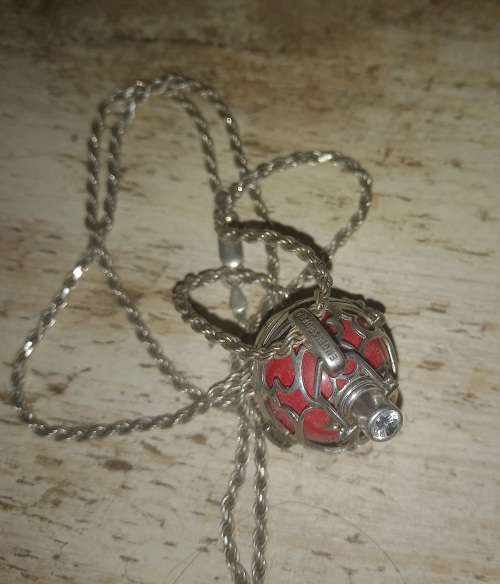Engelsrufer Ball Charm Sterling Silver Rhs Plated (Red)(24mm) and necklace