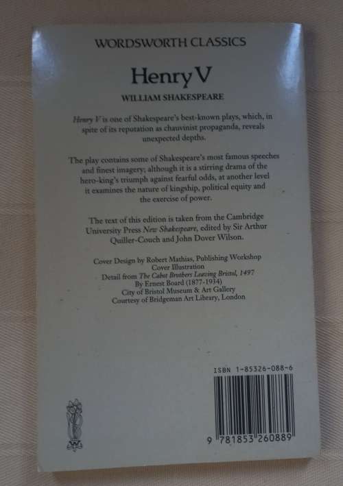 Henry V Classics Library (Wordsworth Classics) Shakespeare, William 9781853260889