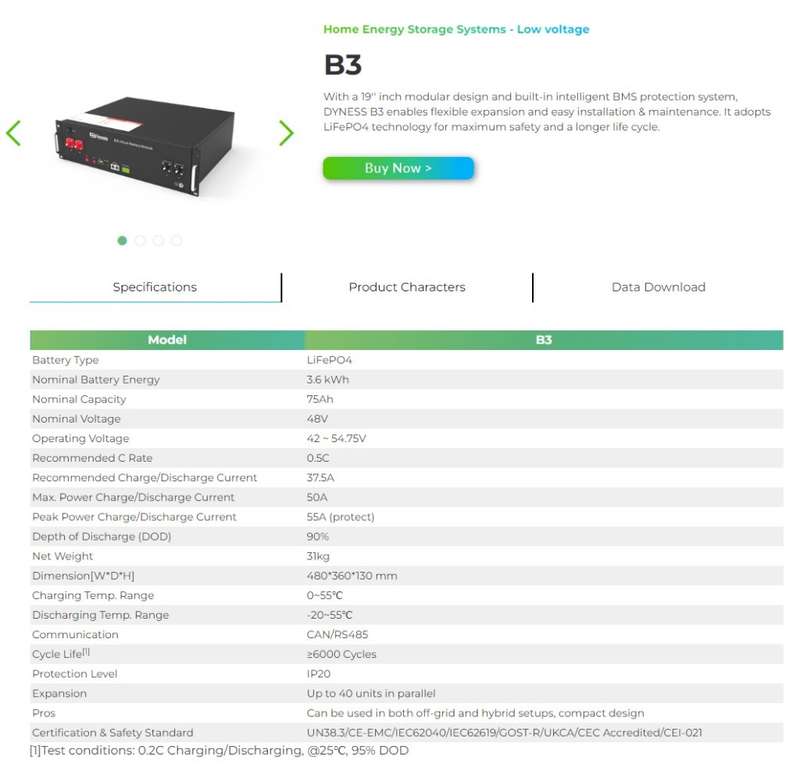 Dyness B3 48V 75Ah - More than 7 Years warranty left