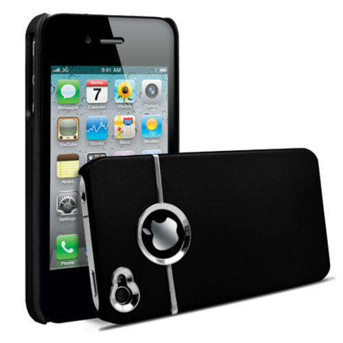 Stylish Chrome Hard Case Cover For iPhone 4 iPhone 4S (Black)