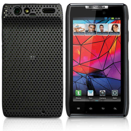 Mesh Hard Back Rubber Case for Motorola Droid Razr (Black)