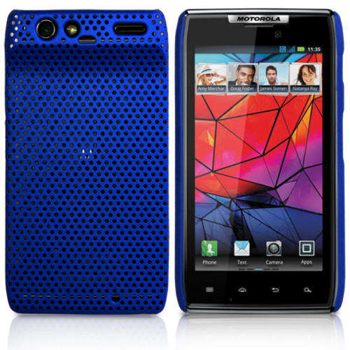 Mesh Hard Back Rubber Case for Motorola Droid Razr XT910 (Blue)
