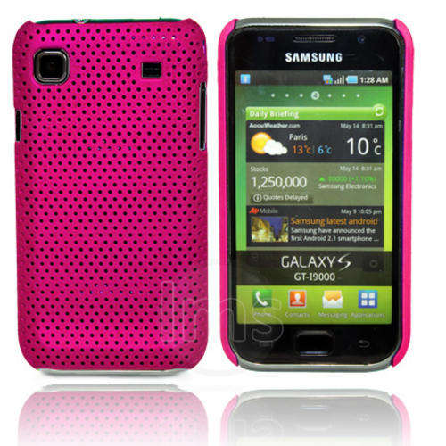 Mesh Hard Back Rubber Case for Samsung Galaxy S i9000 Galaxy S Plus i9001 (Pink)