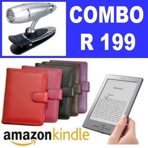 Magnetic Book Type Cover Pouch for Amazon Kindle 4 / Touch / Fire + LED Reading Lamp + Car Charger
