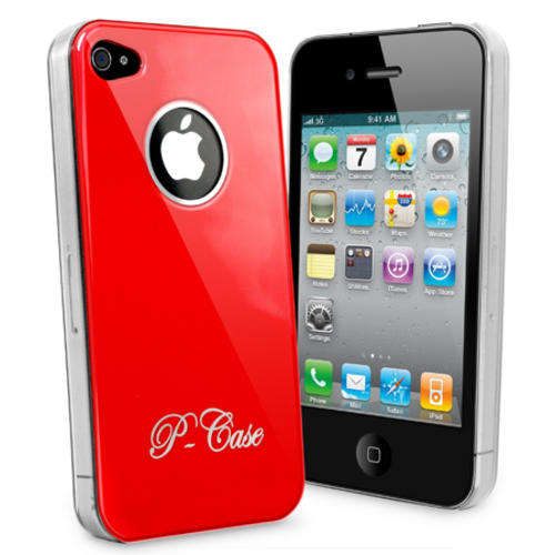 Hard Case for Apple iPhone 4 iPhone 4S + Screen Protector (Red)