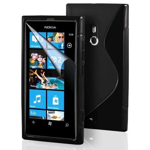 S-Line Gel Case Pouch for Nokia Lumia 800 (Black) + Screen Protector