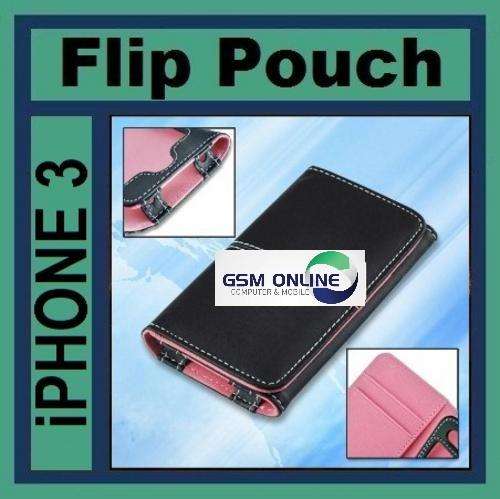 Apple iPhone 3 Wallet  Flip Case Pouch + Free Screen Protector