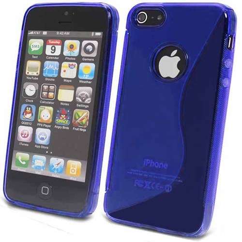 S-Line TPU Pouch Case Cover for Apple iPhone 5 (Blue) + Screen Protector