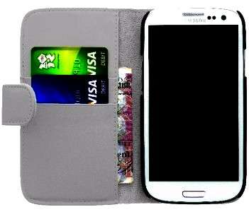 PU Leather Wallet Flip Case for Samsung Galaxy S3 i9300 (Gray) + Screen Protector + Stylus