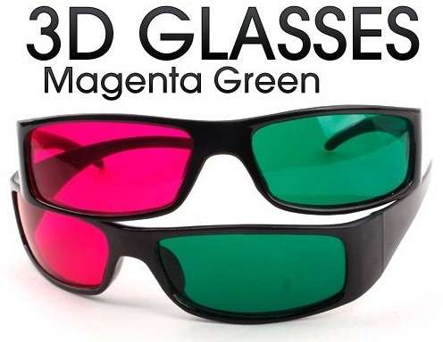 Magenta Green 3D Dimensional Glasses