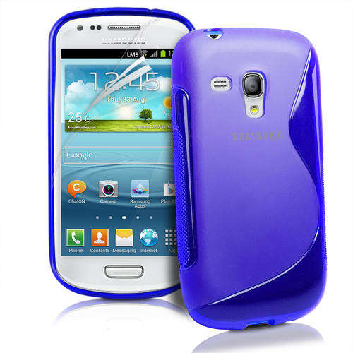 High Quality S-Line Gel Cover for Samsung Galaxy S3 Mini i8190 SIII Mini (Blue) + Screen Protector