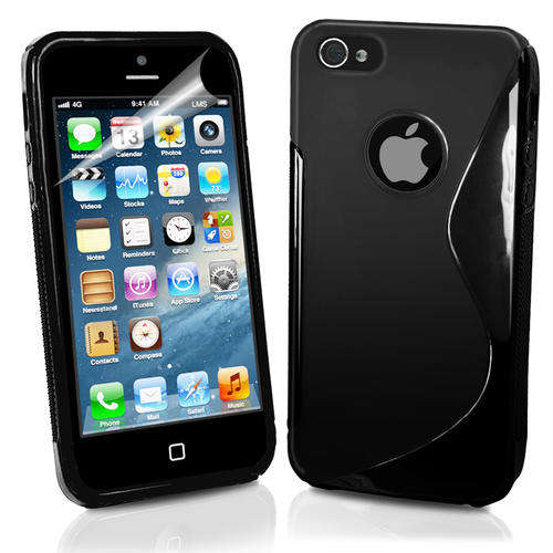 S-Line Gel Cover for Apple iPhone 5 (Black) + Screen Protector