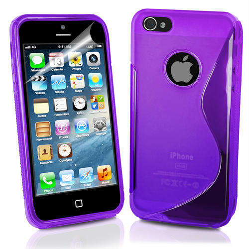 Apple iPhone 5 Cover (Purple) + Screen Protector - Cheap Shipping Available