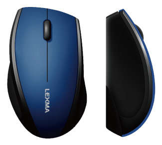 Lexma Ergonomic 2.4GHz Wireless Optical Mouse - Micro Receiver, Black&Blue