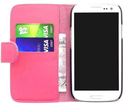 PU Leather Wallet Flip Case for Samsung Galaxy S3 i9300 (Light Pink) + Screen Protector + Stylus