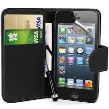 Wallet Flip Case for Apple iPhone 5 + Screen Protector + Stylus