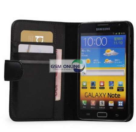 PU Leather Wallet Flip Case for Samsung Galaxy Note i9220/N7000 (Black) + Screen Protector + Stylus