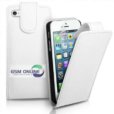 Wallet Flip Case for Apple iPhone 5 + Screen Protector + Stylus (White)