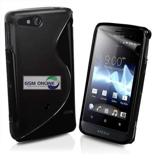 S-Line Gel Case Cover for Sony Xperia Go ST27i + Screen Protector (Black)