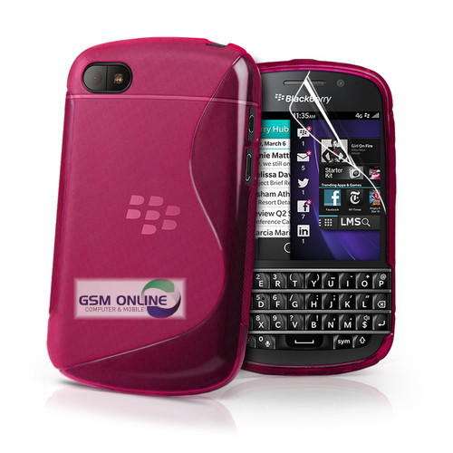 S-Line Gel Case Cover for Blackberry Q10 (Pink) + Screen Protector