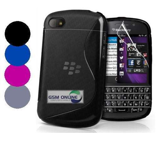 S-Line Gel Case Cover for Blackberry Q10 + Screen Protector